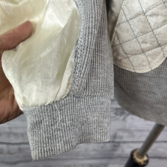 East West Vintage Puffy Ski Jacket Windbreaker Coat w/ Hood sz Large Gray Beige - Picture 8 of 14